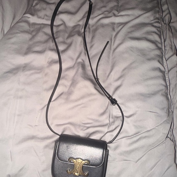 Celine Black Leather Crossbody with Gold Triomphe Hardware - Picture 10 of 12